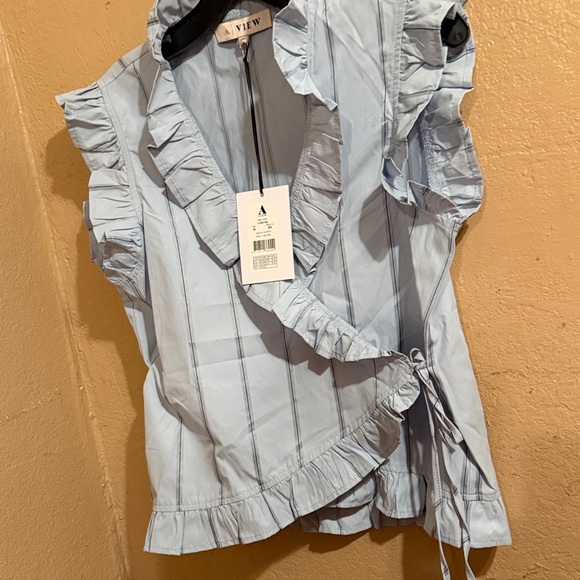 Light Blue Ruffle Blouse - Picture 3 of 6